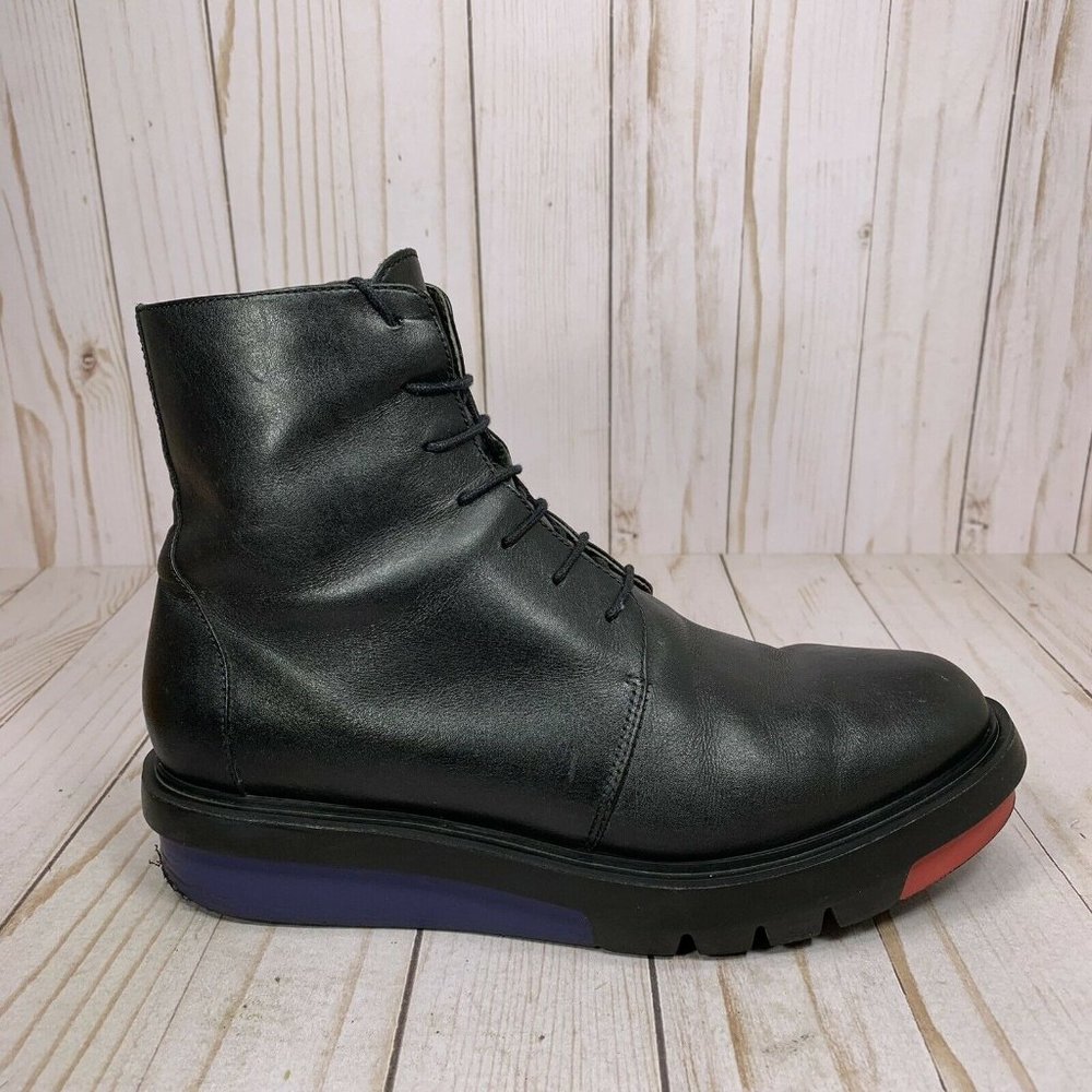 Camper Marta Platform Boots Womens Size 38 US Size 8 Black Leather Lace Up